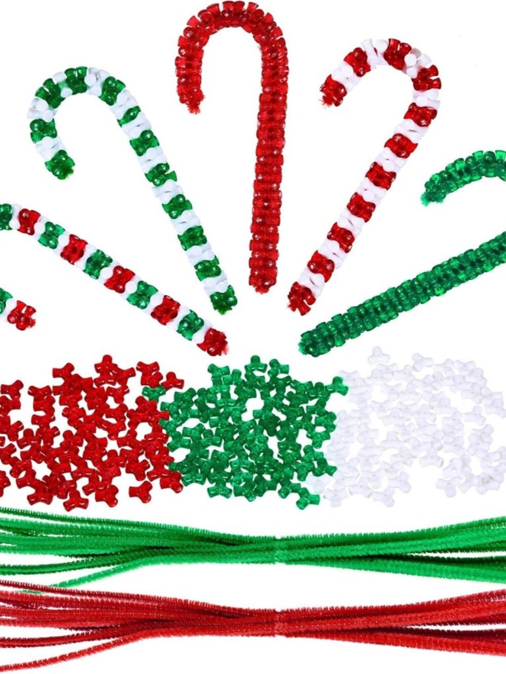 1170 Pcs Christmas Tri Beads Beaded Ornament Kit to Make Wreath Candy Cane